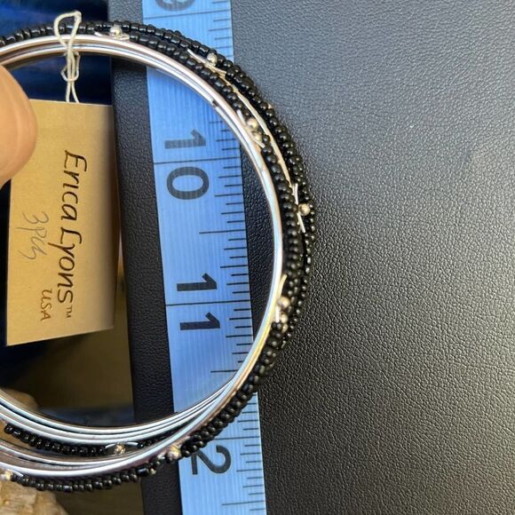 Erica Lyons Silver/Black Seed Bead Set of 5 Bracelets $16ea / 3 for $25 - Picture 4 of 7